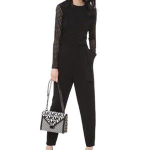 Michael Kors Mesh Sleeve Black Jumpsuit Never Worn